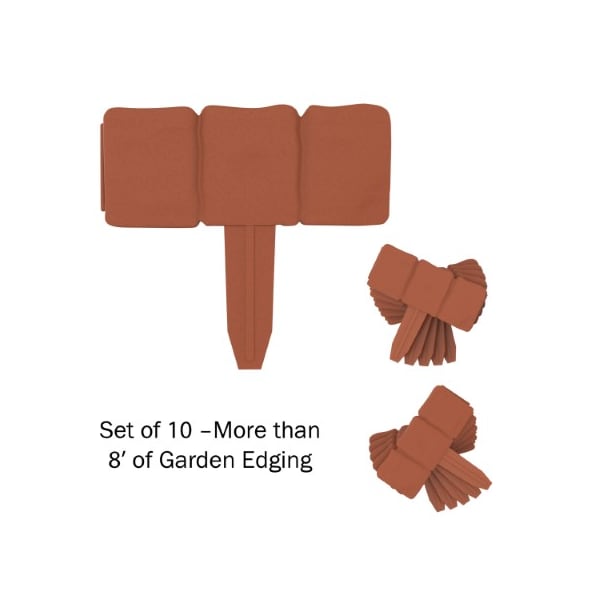 Nature Spring Plastic Garden Edging Stone-Look Border-Decorative Flower Bed Fence for Landscaping, Set of 10 403514MYD - main